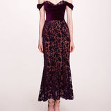 Velvet Cutwork Midi Dress | Marchesa