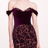 Velvet Cutwork Midi Dress | Marchesa