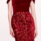 Velvet Cutwork Midi Dress | Marchesa
