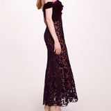 Velvet Cutwork Midi Dress | Marchesa