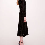 Velvet Burnout Midi Dress | Marchesa