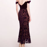Velvet Cutwork Midi Dress | Marchesa