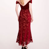 Velvet Cutwork Midi Dress | Marchesa