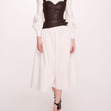 Faux Leather Poplin Corset Dress | Marchesa