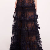 Tiered Terrarium V-Neck Gown | Marchesa