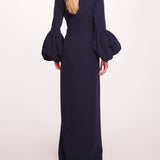 Puffed Sleeve Column Gown | Marchesa