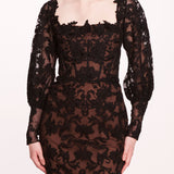 Long Sleeve Corded Midi Dress | Marchesa