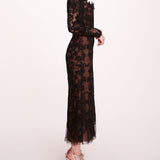 Long Sleeve Corded Midi Dress | Marchesa