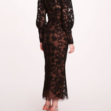 Long Sleeve Corded Midi Dress | Marchesa