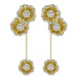 Halo Flower Yellow Gold Drop Earrings | Marchesa