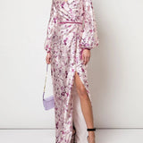 Bishop Sleeve Floral Print Charm Gown Marchesa