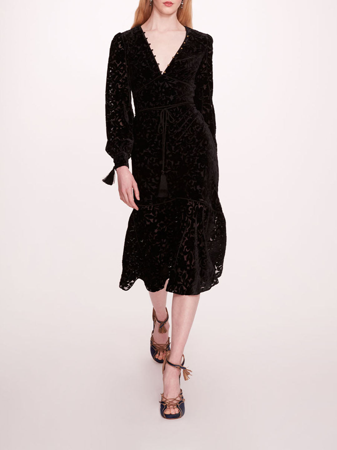 Velvet Burnout Midi Dress | Marchesa