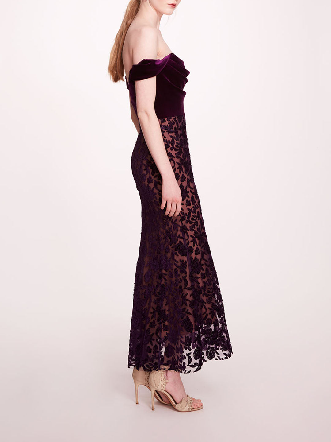 Velvet Cutwork Midi Dress | Marchesa