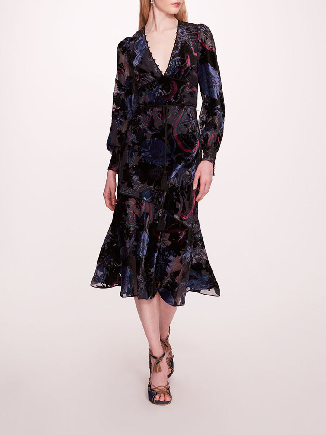 Velvet Burnout Midi Dress | Marchesa