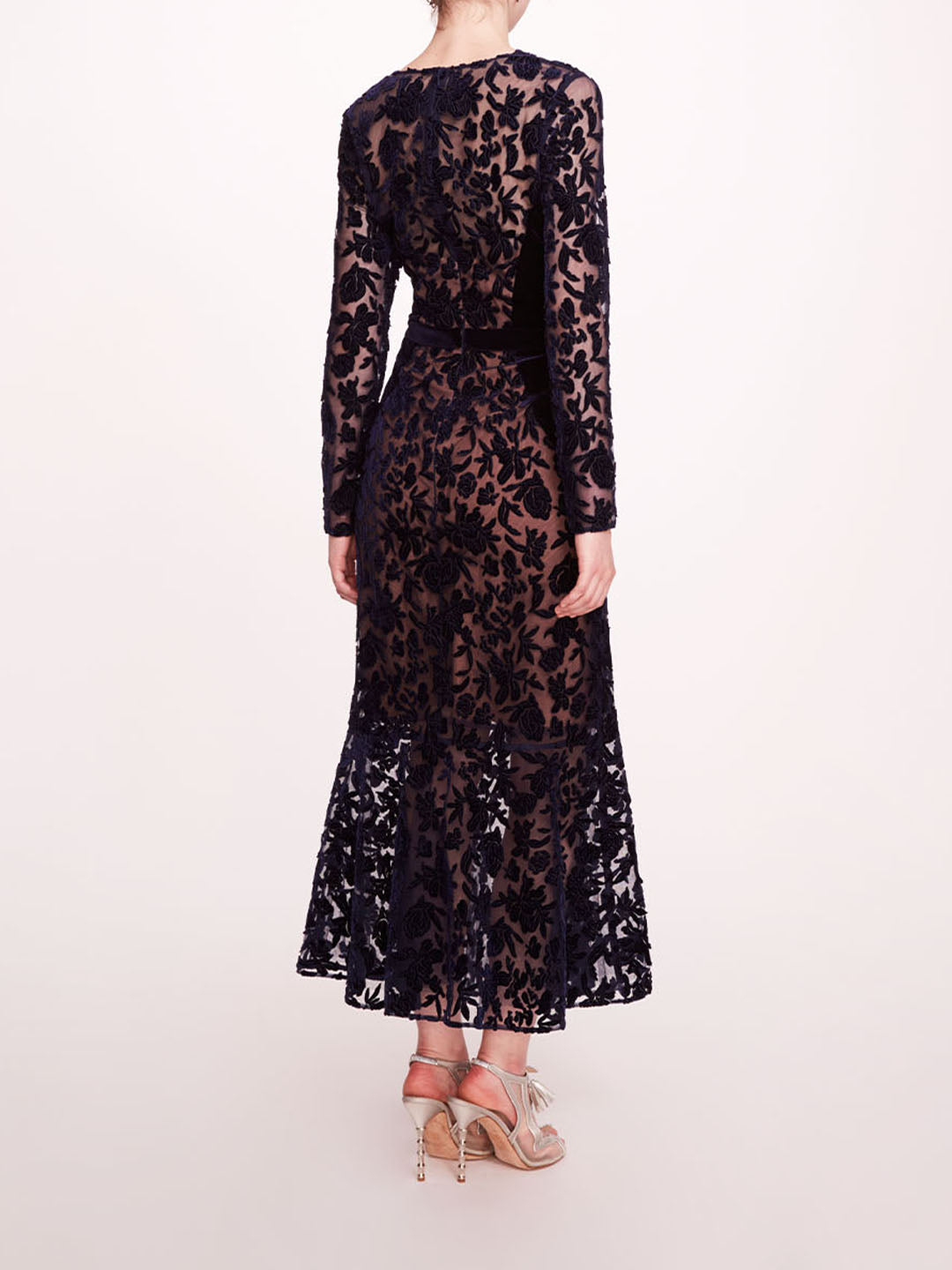Long Sleeve Velvet Midi Dress | Marchesa