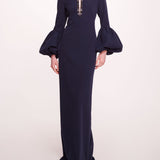 Puffed Sleeve Column Gown | Marchesa