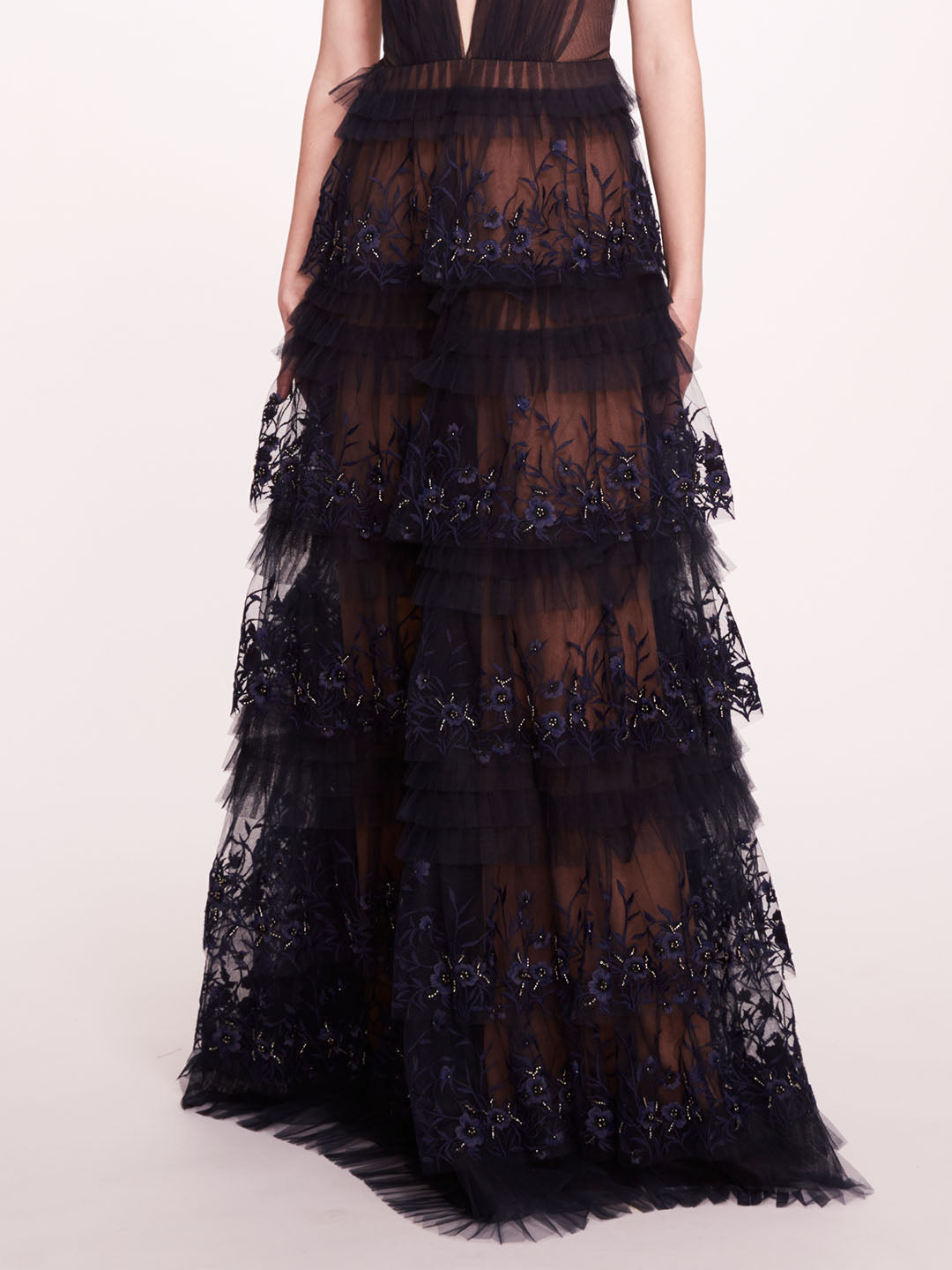 Tiered Terrarium V-Neck Gown | Marchesa