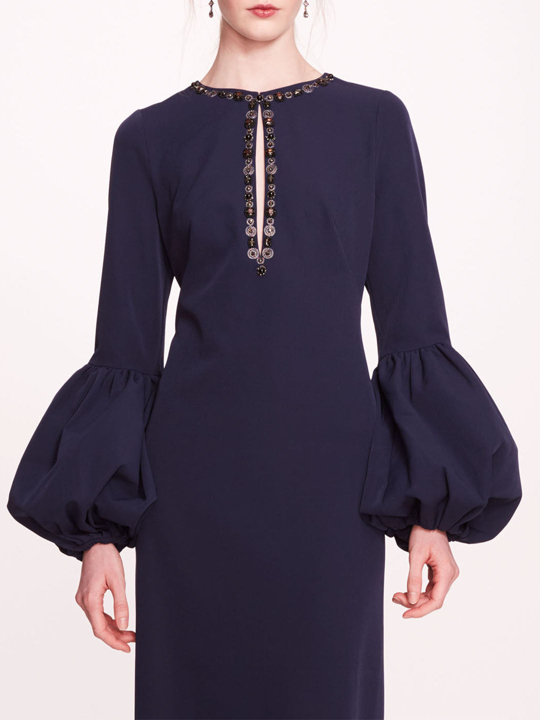 Puffed Sleeve Column Gown | Marchesa