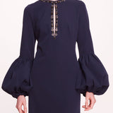 Puffed Sleeve Column Gown | Marchesa