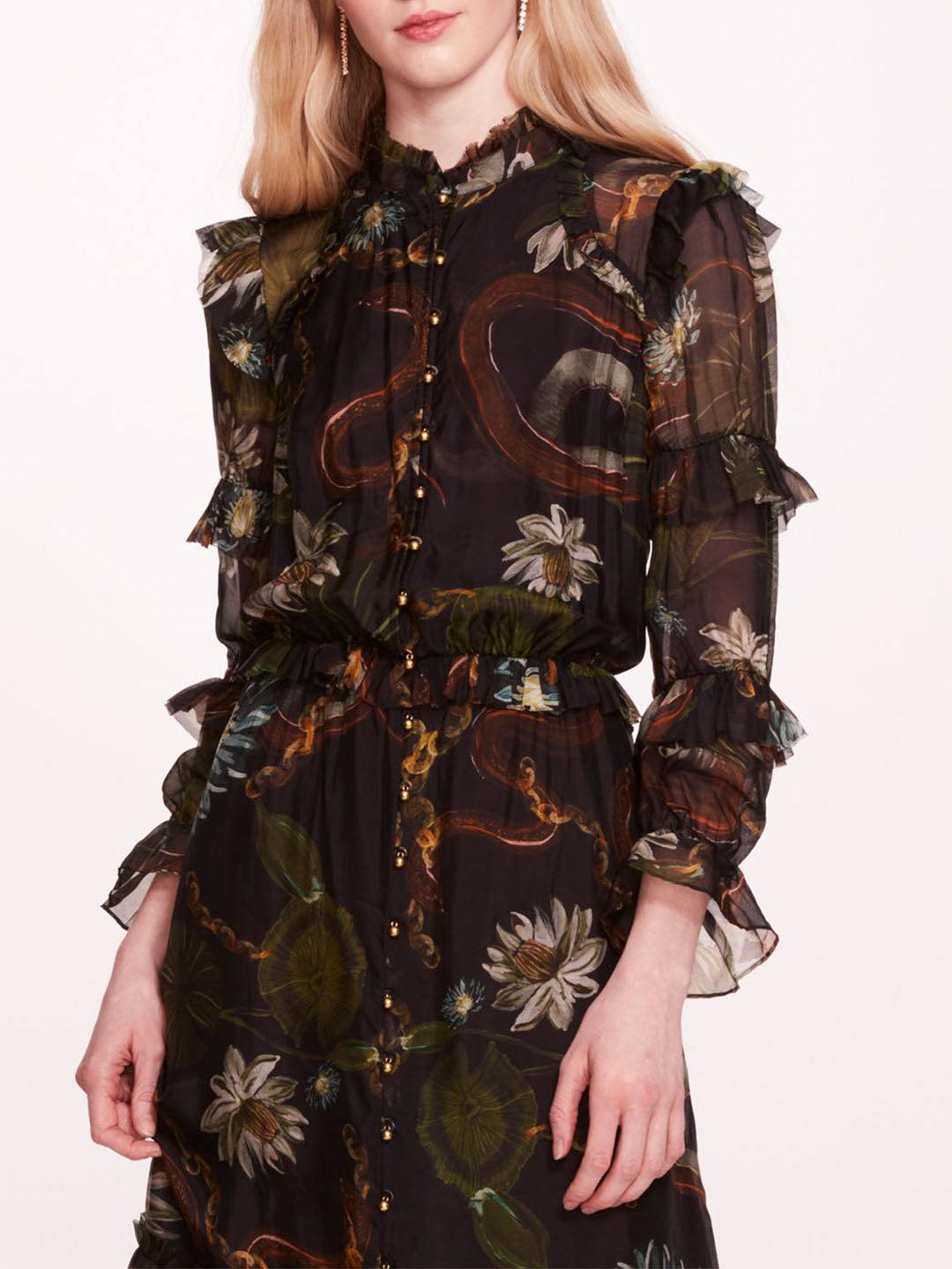 Silk Lily Midi Dress | Marchesa
