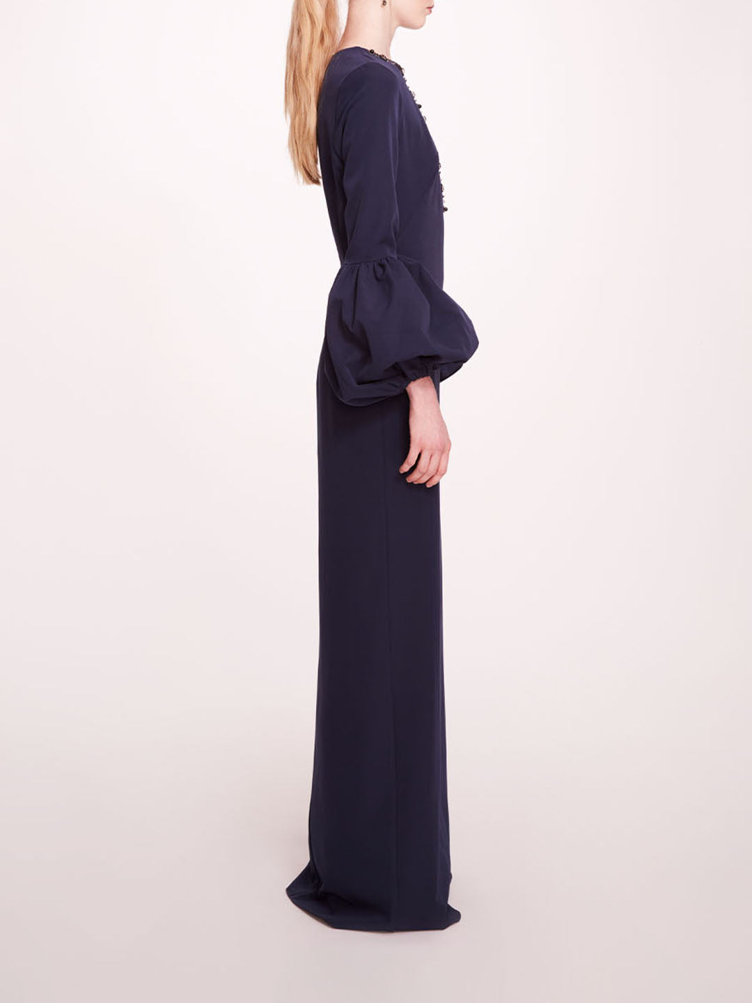 Puffed Sleeve Column Gown | Marchesa