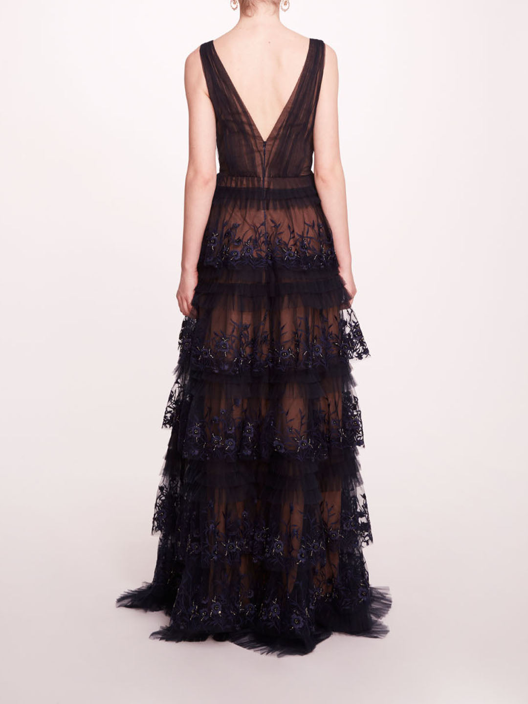 Tiered Terrarium V-Neck Gown | Marchesa
