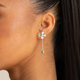 Floral White Gold Drop Earrings | Marchesa