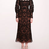 Long Sleeve Corded Midi Dress | Marchesa