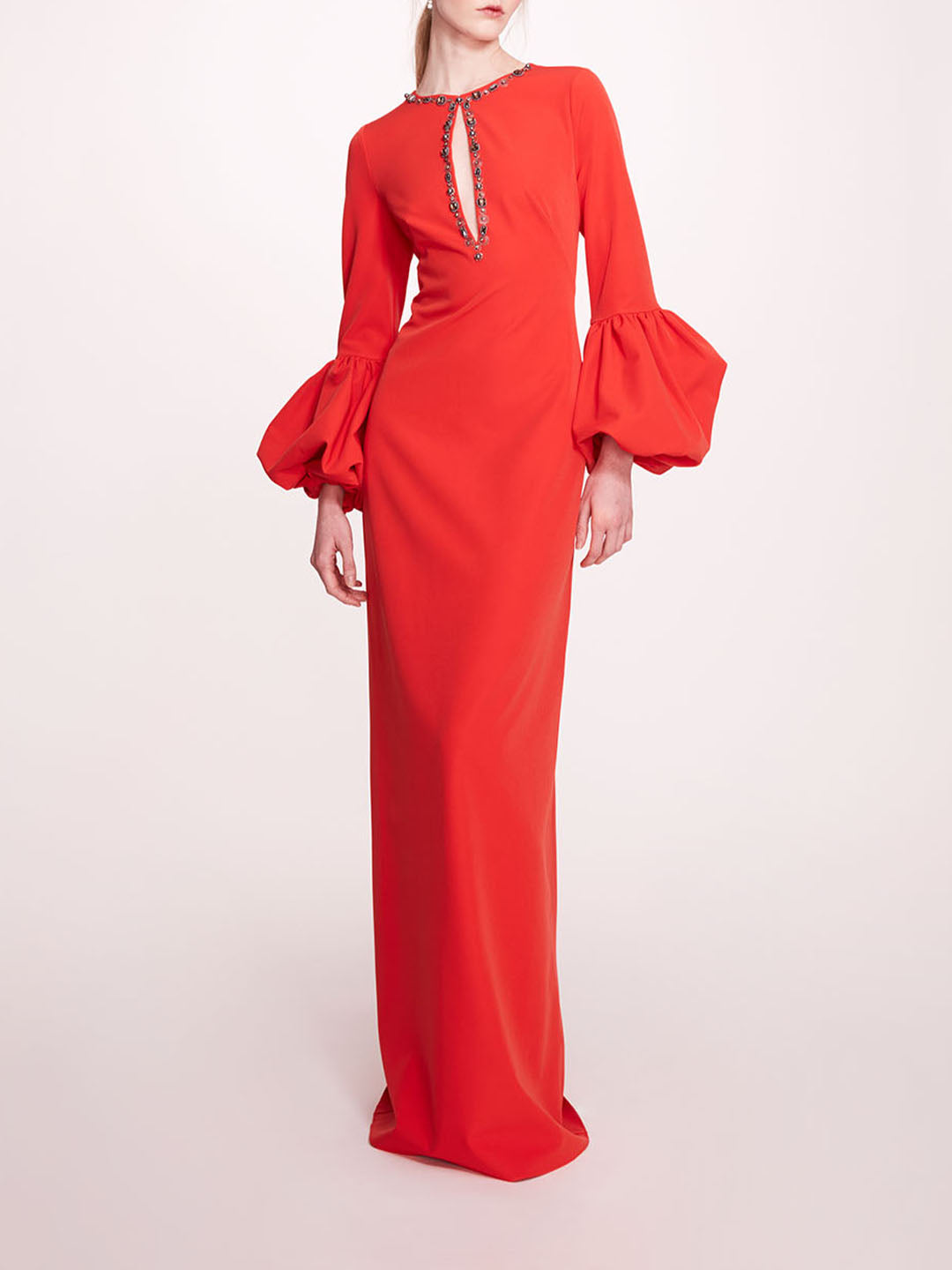 Puffed Sleeve Column Gown | Marchesa