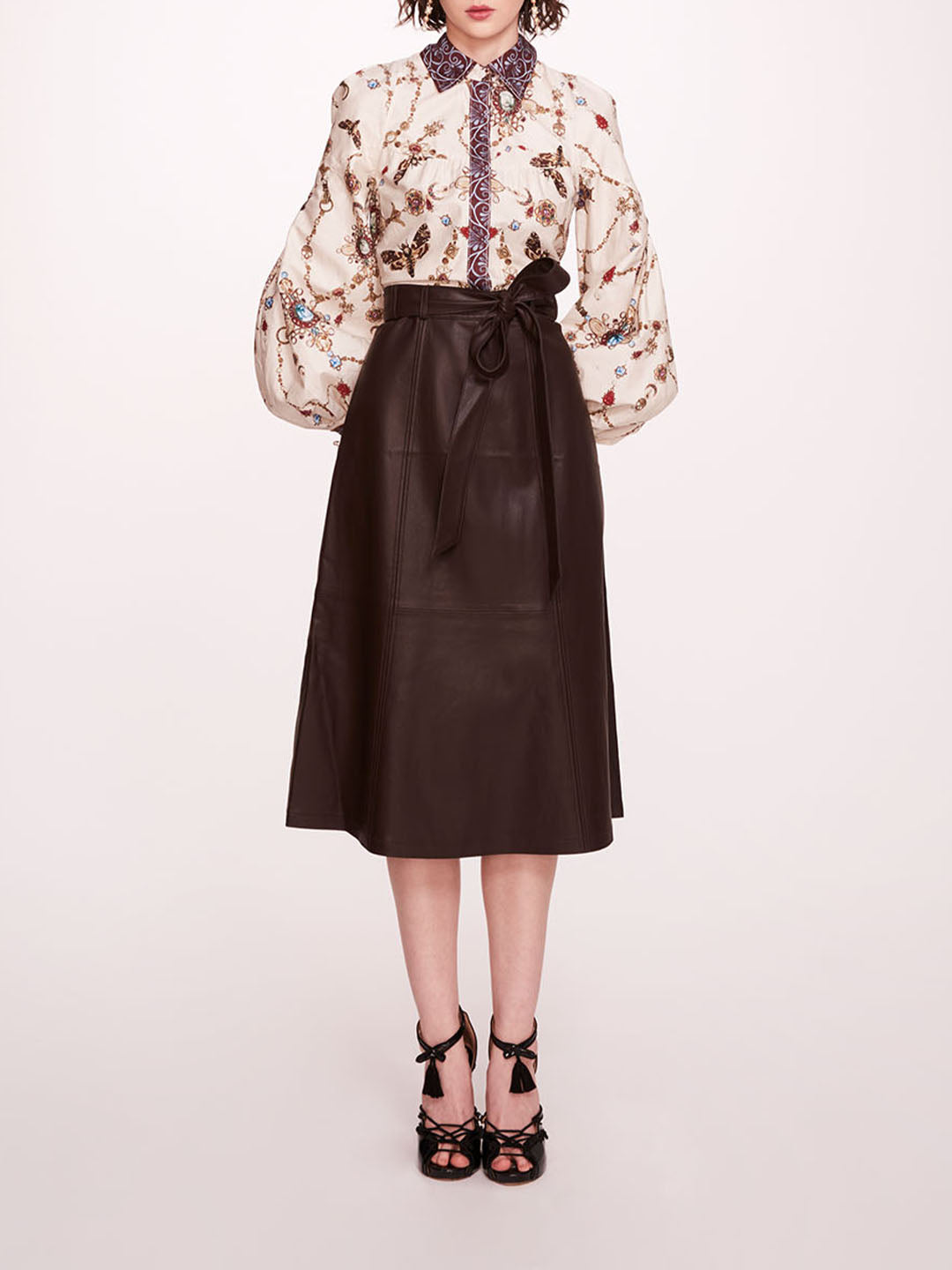 Faux Leather Poplin Midi Dress | Marchesa