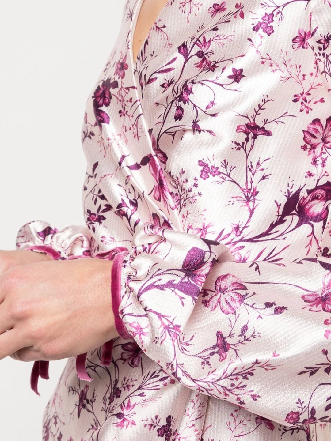 Bishop Sleeve Floral Print Charm Gown Marchesa