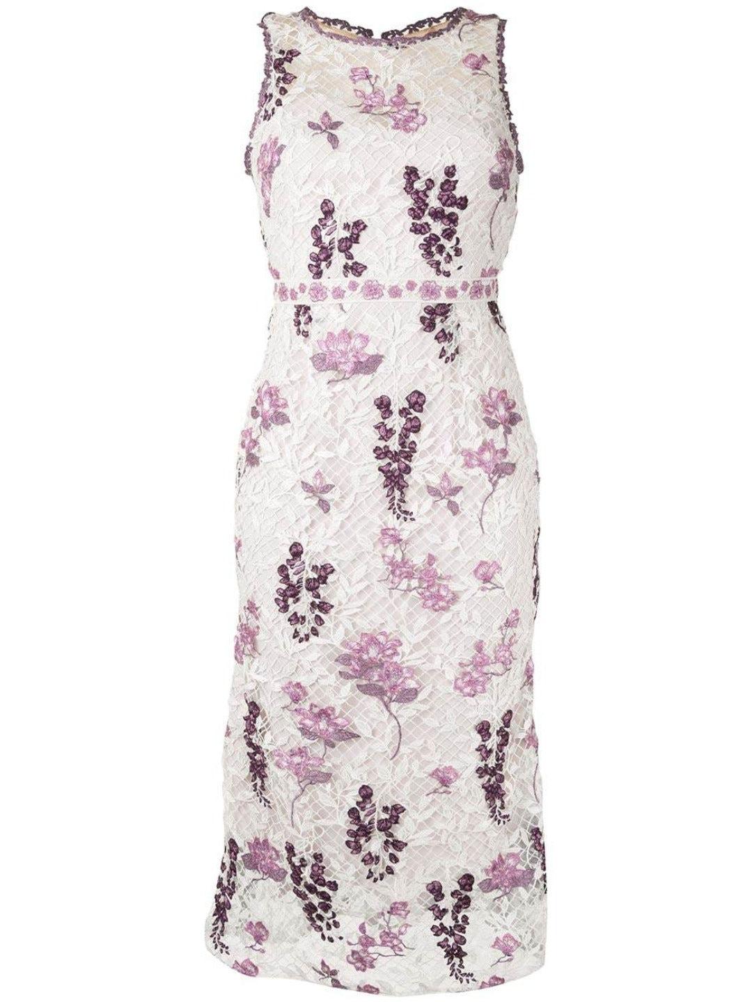 Sleeveless Floral Guipure Dress Marchesa